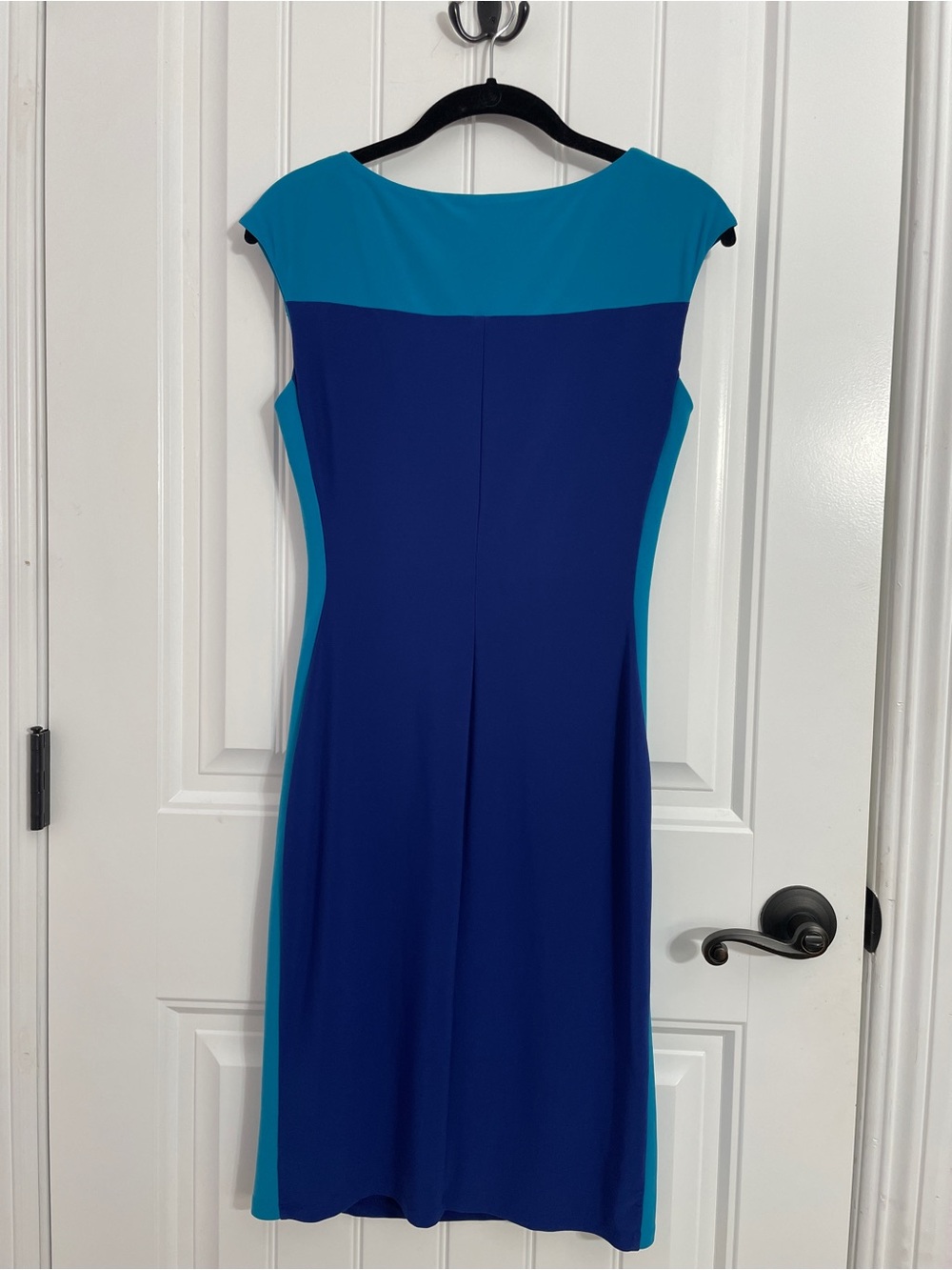 Chaps Blue & Turquoise Color Block Ruched Sheath Dress XS - Picture 5 of 17
